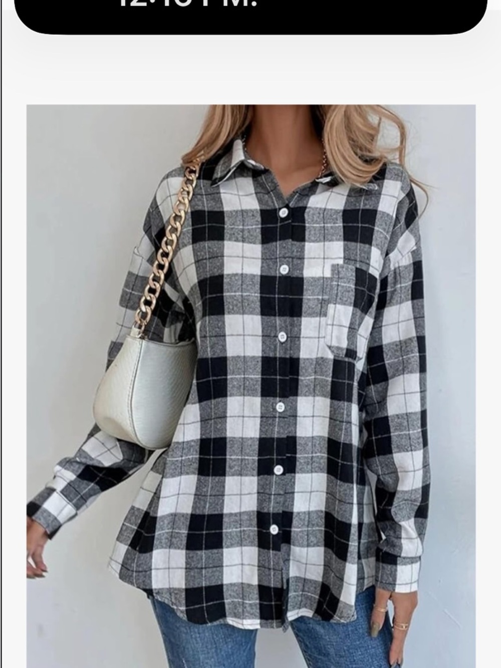 Black & White Plaid Button-Up Shirt